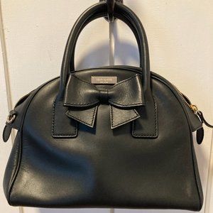 GUC KATE SPADE Black Leather Bowler Bow Bag